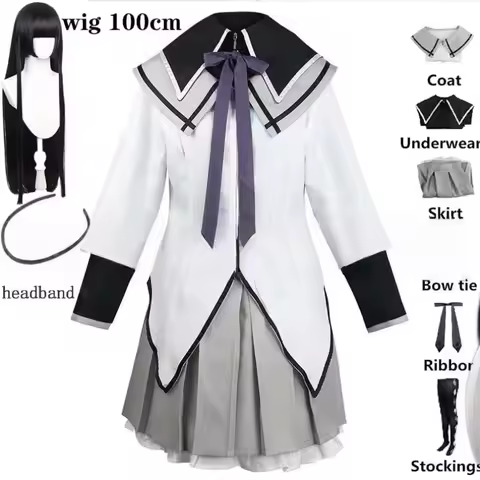 Anime Akemi Homura Cosplay Costume Fighting Uniform Stockings Akemi Homura Outfits