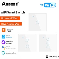 Tuya Eu Wifi Smart Light Switch 1/2/3/4 Gang Neutral Wire/no Neutral Wire Required Wall Touch Switch Work With Alexa, Google Home 【Pwatch】