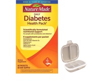 Nature Made Diabetes Health Pack, 60 Packets - Bundle with Portable Travel 8 Compartments Pill Case 