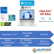HP ENVY Laptop 16-h0005TX (Intel Core i7 12th gen, 16gb ddr5 ram, 1tb ssd, Nvidia RTX3060 6gb, 16" WQXGA, Win11, OPI)
