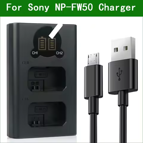 NP-FW50 NP FW50 Dual USB Battery Charger For Sony NEX 3 5 7 DSC-RX10 II III A7 A7R A7S A3000 A6000 A