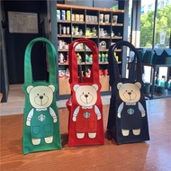 Starbucks Canvas Bear Storage Bag Coffee Tumbler Carrier Holder Tote Bag Office Worker Packing Bags