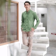 KEMEJA HIJAU Men's long-sleeved sage shirt Men's sage green shirt Men's black long-sleeved shirt Men