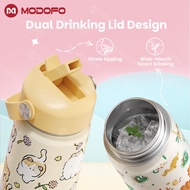 MODOFO 18oz Kids Tumbler Kids Thermos Water Bottle Thermos Flask Stainless Steel Cute Cartoon Water 
