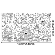 Halloween Coloring Poster for Kids Doodle Tablecloth/gift bag Cute Pumpkin Castle Background Decor P