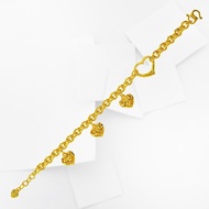 [T 5054] Barangan Kemas Rantai Tangan Saduran Emas Zhulian (Rantai Tangan 3 Love Gantung), Size: 18.