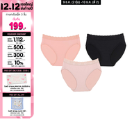 Wacoal Panty กางเกงในรูปทรง BIKINI แต่งลูกไม้ขอบเอว 1 เซ็ท 3 ชิ้น (ดำ BL/ เบจ BE/ ชมพู OP) - WU1T35