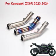 Motorcycle Exhaust Link Pipe For Kawasaki Ninja ZX6R ZX-6R 636 2023 2024 Steel Titanium Alloy Pipe F