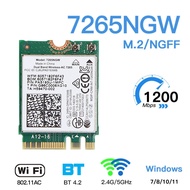 7265AC  7265NGW WiFi Card Dual Band 2.4G/5GHz 300Mbps + 867Mbps NGFF M.2 802.11AC