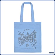 ZERO PER ZERO Bukchon Seoul Eco Tote Bag | Hanok Village Cat Design Sky Blue Cotton Canvas K-Lifesty