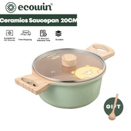 Ecowin 20cm Ceramic Coating Non Stick Casserole Pot Deep Fry Pan Cookware Tool