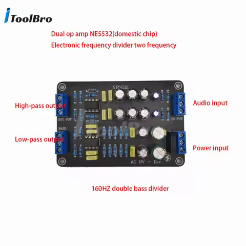 160Hz 2 Way Electronic Active Crossover NE5532 Preamp Linkwitz Riley Filter Frequency Divider