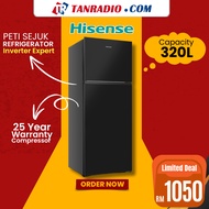 Hisense Peti Sejuk 320L Refrigerator Inverter Black 2 Door Twin Door Fridge 冰箱