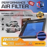 Works Engineering Drop In Air Filter Performance Honda Civic FD FD1 FD2 k20a ES 1.7 FB 1.8 2.0 FC EG