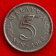 Malaysian Coins​​ Malaysia 5 sen 1968 Foreign Coins