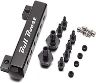 BULL BOOST 6 Port VACUUM Block Intake Manifold Fuel Gas Turbo Boost NOS Black (1/8")