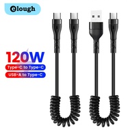 Elough 120W 6A Fast Charging USB Type C Cable Spring Type C to Type C Cable Telescopic Car Charger C