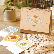 "Original" 2024 Retro Dessert Hand-painted Illustrations Monthly Calendar Card Desk Calendar / New Year Christmas Gift