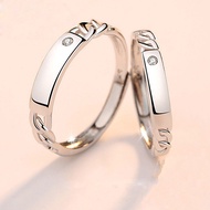 2pcs 925 Sterling Silver Diamond Chain Rings His and Her Ideal Couple Rings 2 In 1 CZ True Love Ring