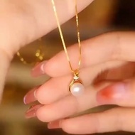 Emas 916 Lelong Kalung Wanita Rantai Leher Emas Bangkok Cop 916 Fukubukuro Pearl Necklace