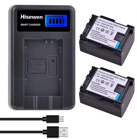 850mAh BP-808 BP 808 Li-ion Battery+LCD Charger for Canon BP-827 BP 827 BP-819 BP-807 BP-809 XA10 HF