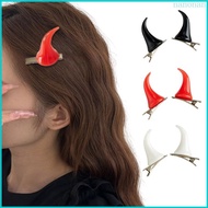 Nan 1pair Bull Horn Shape Hairpins Hot Girl Goth Duckbills Hair Clip Halloween Goth Ponytail Braids 