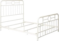 Walker Edison Rustic Farmhouse Wood and Metal Queen Metal Bed Headboard Footboard Bed Frame Bedroom Queen, White