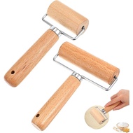 2 Pcs Baking Wooden Rolling Pins Non-Stick Baker Pastry Roller Set T-shape Pizza Dough Roller Pin fo