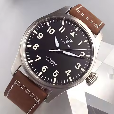 BIG Pilot Mem Watch Case NH35 PT5000 Watch Mod Sapphire glass 20Bar Dive glass back