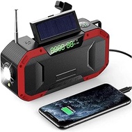 GeRRiT Emergency Radio, Weather Radio, AM/FM Portable Radio, Solar Powered, USB Cell Phone Charge, LED Flashlight, SOS Alarm for Home,Camping, Survival