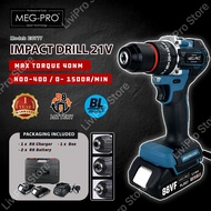 MEG-PRO EC777 Brushless Impact Drill 21V Driver Electric Rechargeable 40N.m 10mm 0-1500r/m Dual Spee