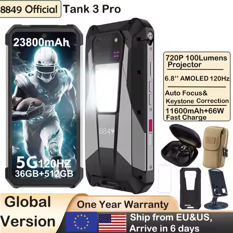 8849 Tank 3 Pro by Unihertz Rugged Projector Smartphone Android 32/36GB RAM 512GB ROM 5G 120W Charge