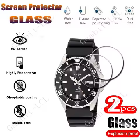2PCS 9H Tempered Glass Screen Protector For Casio MDV-106-1A 107 EFV-520DB 500D 500L 540D 540L GBD-H