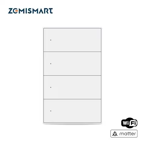 Zemismart Matter WiFi US AU Smart Wall Light Switch 1 2 3 4 6 Gangs with Neutral Push Button Switche
