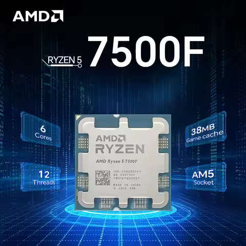 NEW AMD Ryzen 5 7500F 6-Core 12-Thread TDP 65W R5 7500F 5.0GHz DDR5 5NM PCIe 5.0 CPU Processor L3=32