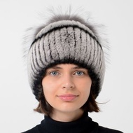Rabbit Fur Hat Women's Real Fur Hat Winter Knit Fur Hat Beanie Fur Hat Caps