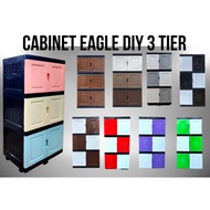 3 Tier DIY Plastic Cabinet Almari Baju Almari Plastik Serbaguna 3 Tingkat Storage Cabinet[LIMIT 1 UN