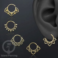 Septum piercing and brass earring piercing for ears, Tragus, Daith and Helix Piercing