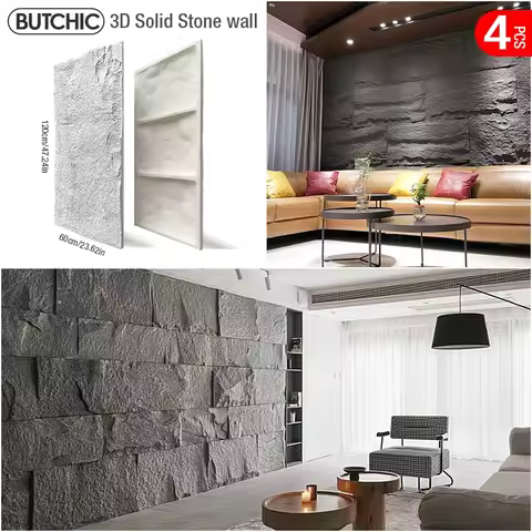 4 pcs 120x60cm high simulation stone 3D wall stickers stone pattern wallpaper wall covering living r