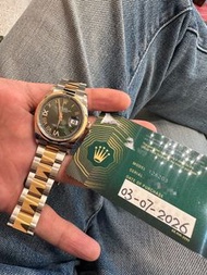 [實體店交收] Rolex 勞力士 126203 DJ36 綠面羅馬鑽字 間金光圈板帶 (2026年7月卡) 全套齊