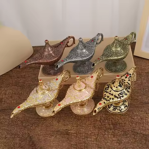 Aladdin Magic Lamp European Classical Ornament Wishing Magic Lamp Metal Home Decoration Housewarming