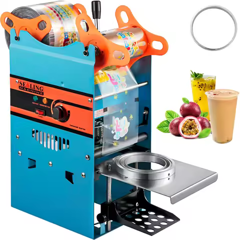 SucceBuy Manual Cup Sealer Machine 300-500 Cup/h with Heating Technology Boba Tea Cup Sealing Machin