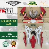 RAPIDO Coverset Yamaha Y16zr Mx King-155 (43) Merah Red Body Coverset Sticker Tanam Stripe Y16
