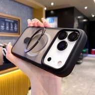 Anti fingerprint frosted bracket adsorbable hard case for iPhone 17 16 15 14 13 12 11 Pro Max casing