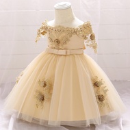 ️Frozen ️ Baby Girl Lace Flower Strapless Baptism Dresses for 1st Year Infant Communion Clothing