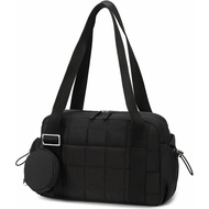 CAMTOP Mini Gym Bag for Women, Small Gym Tote Bag Puffy Quilted Sports Duffel Bag with Wet Compartme