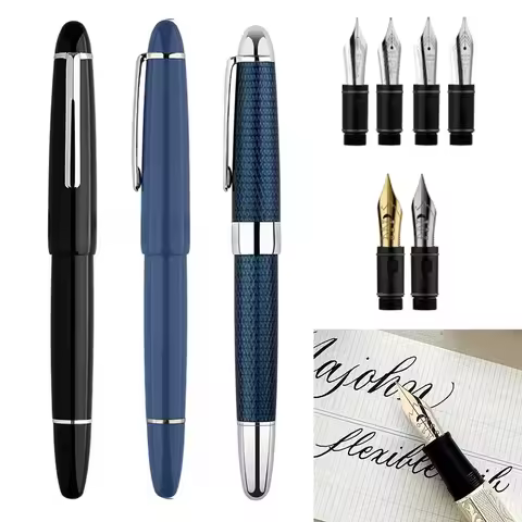 MAJOHN P136 Twilight Blue Piston Fountain Pen Solf Flex F Nib / EF F M Stub Nib Softness Flexare Mod