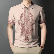 Asean Costume Polo Shirts For Men Modern Barong Zipper Polo Shirts Philippine Ethnic Polo For Men Fo