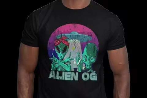 00012740#A-Weed Alien OG Mens Tshirt | Weed Tshirt, Funny Pot tshirt, Cannabis tshirt, Cool Tshirt, 