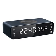 sanatorium11wetg6ew LED Alarm Clock With Wireless Charger Bluetooth Speaker 3 In 1 Multifunctional Bedside Clock Smart Speaker